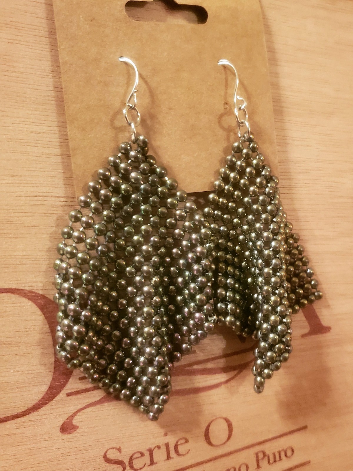 Bijoux Bar Hematite Drop Earrings, Mauve & Green