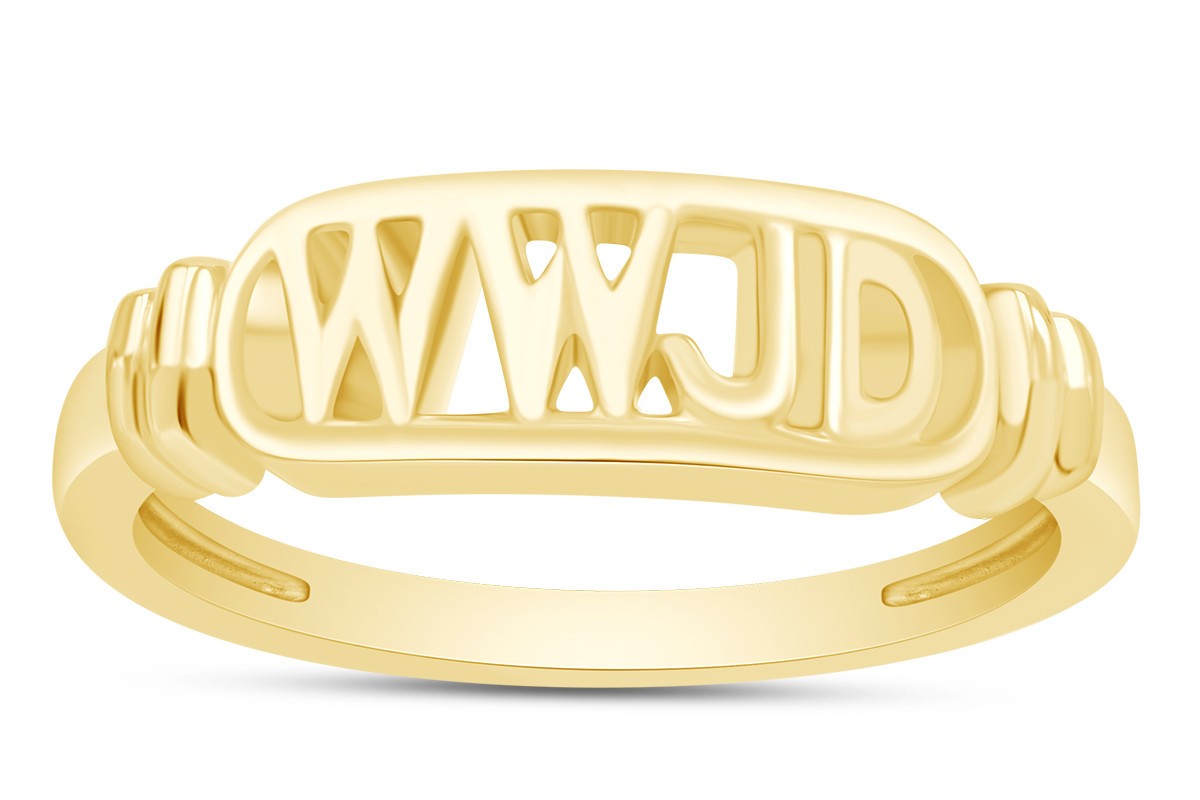 What Would Jesus Do “WWJD” Designer Ring 14k Yellow Gold Plated 925 Silver