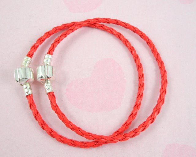 10pcs Braided Leather Charm Bracelets Fit European Bead 20cm. Choose Colours L07