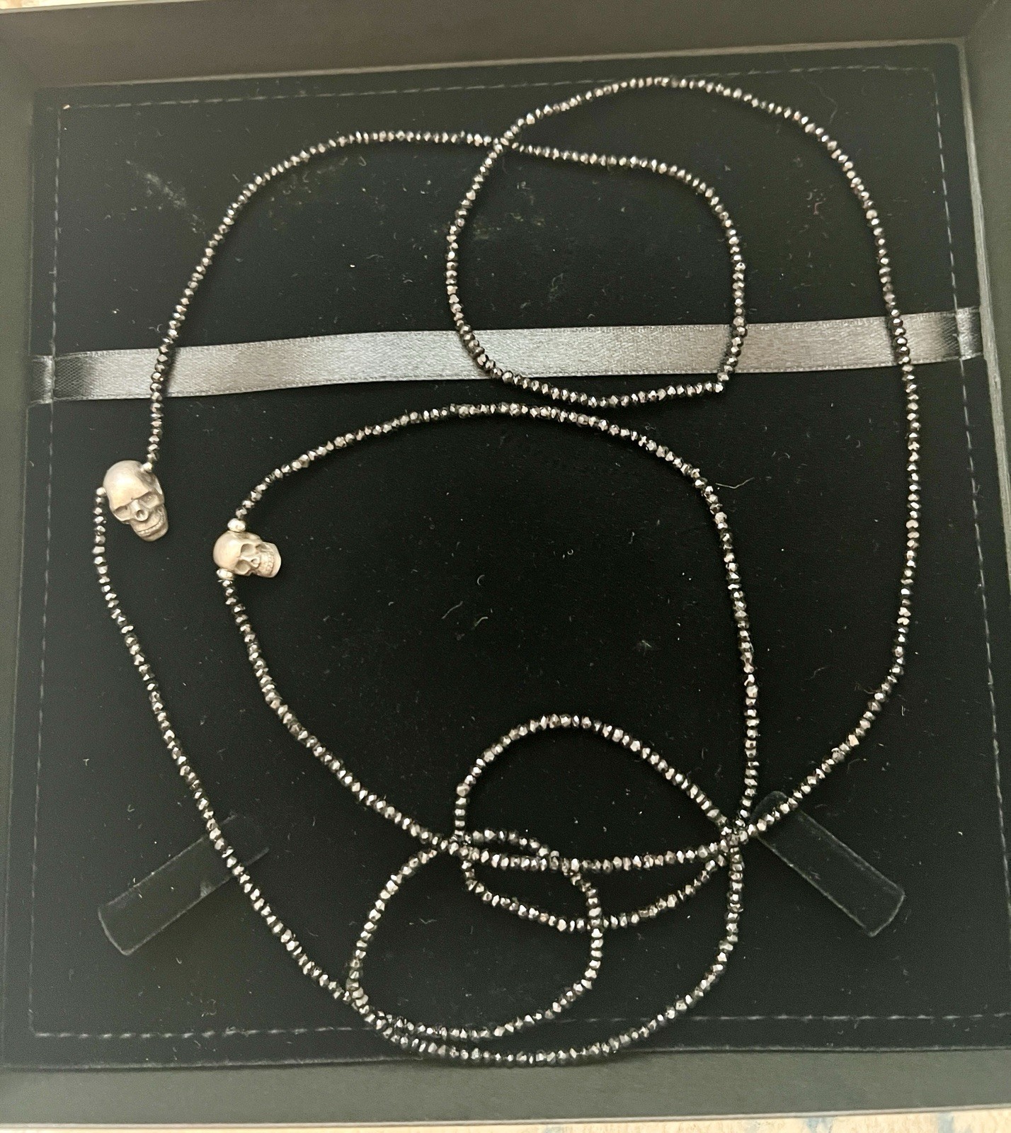Hysteric Glamour Skull Necklace Japan Made 925 Silver Long Double Wrap w/ Box