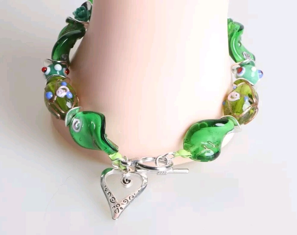 Pulsera Casual Para Mujeres Cuentas Verdes Piedras Preciosas Natural Cristal