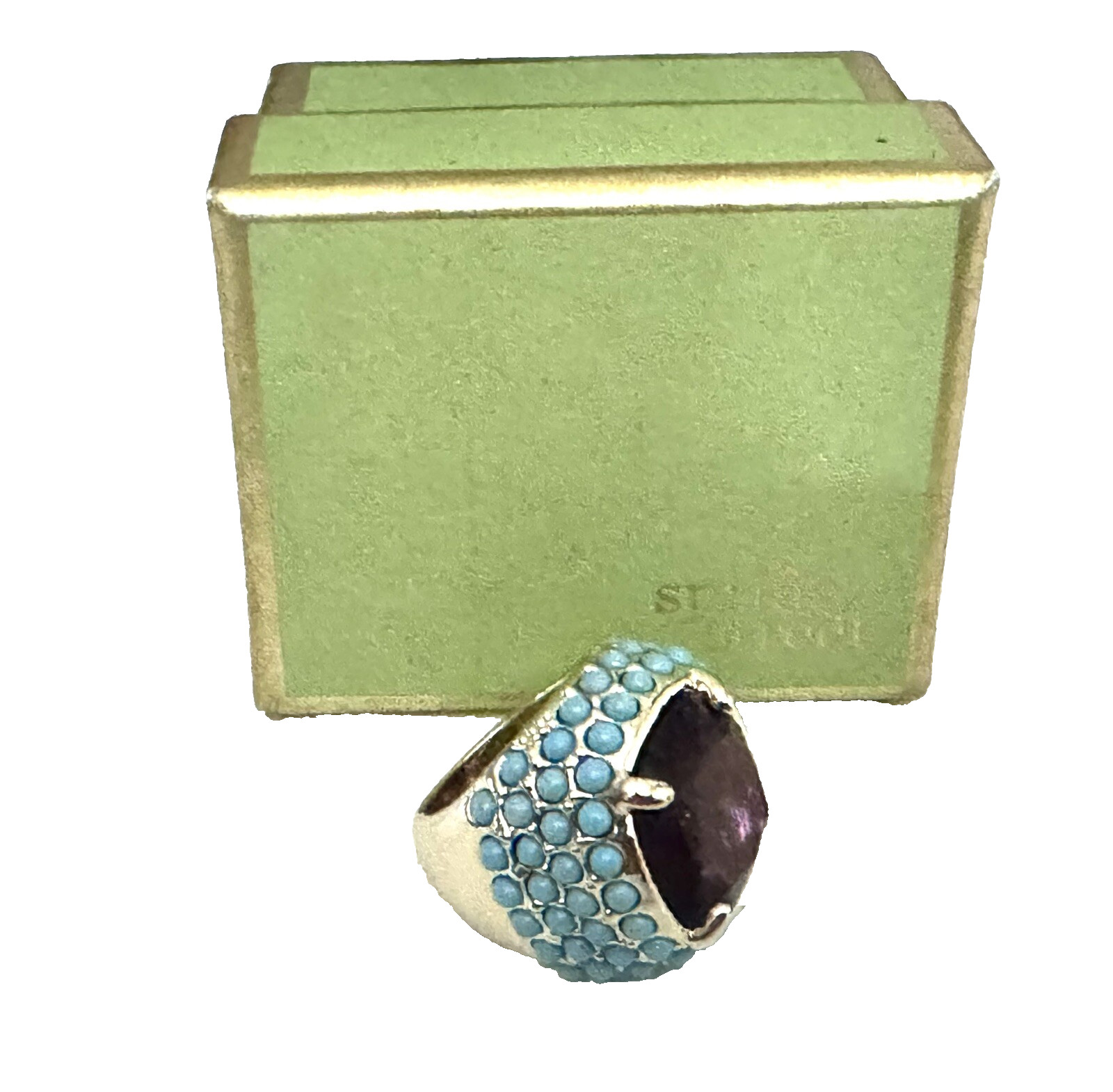 SPRING STREET PURPLE DOME COCKTAIL RING ADJUSTABLE 6-8 CZ