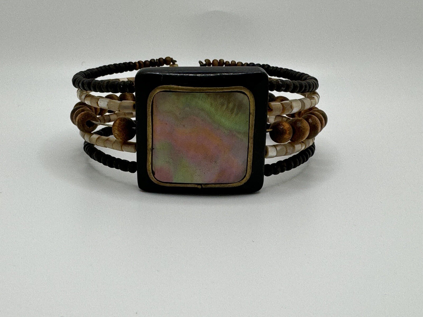 VINTAGE EMBELLISHED BOHEMIAN BEADED CUFF BROWN CREAM