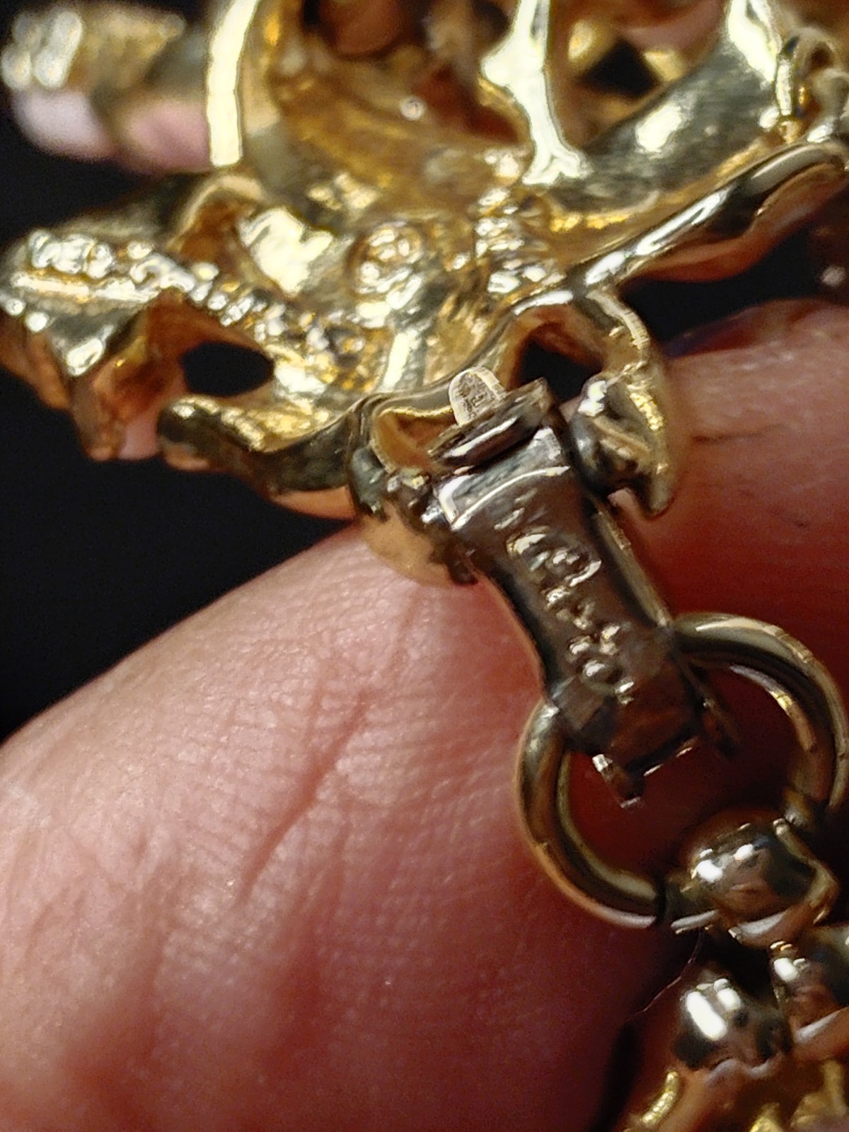 Vintage Coro Pink Enamel Tulip Flower Link Bracelet Gold Tone Signed 7.25″