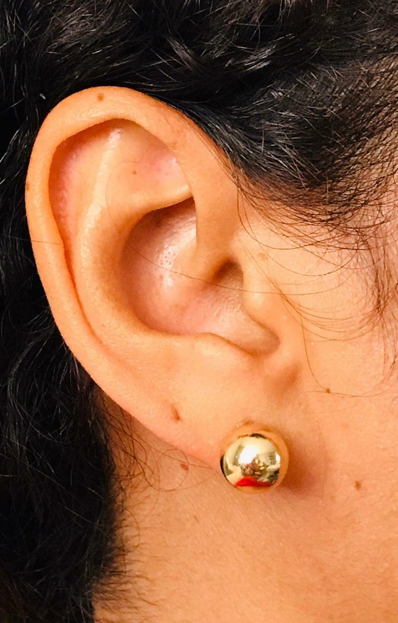 14K Yellow Gold Plated 10mm Ball Stud Earrings / Aretes Bolas – BLL10