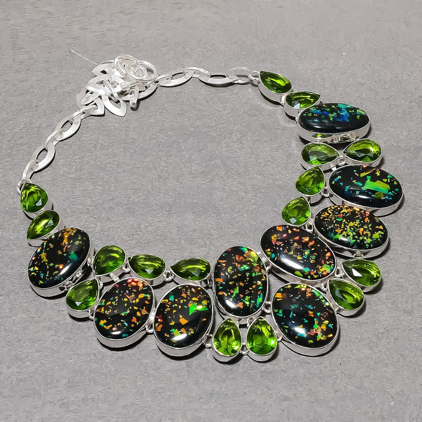 Dichroic Glass Peridot Gemstone Handmade Fashion Jewelry Necklace 18″ SR 7162