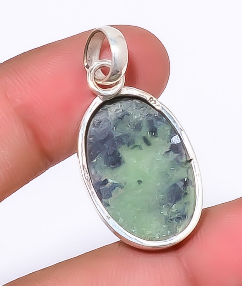 Ruby With Zoisite – Longido Mines 925 Sterling Silver Jewelry Pendant 1.48″ A3