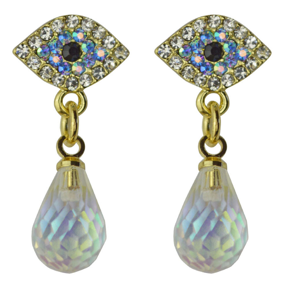 Kirks Folly Petite Cry Me a River All Seeing Eye Pierced Earrings goldtone