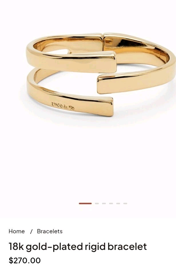 UNO de 50 ‘SER ORIGINAL’ 18k Gold Plated Rigid Hinged Bracelet $270
