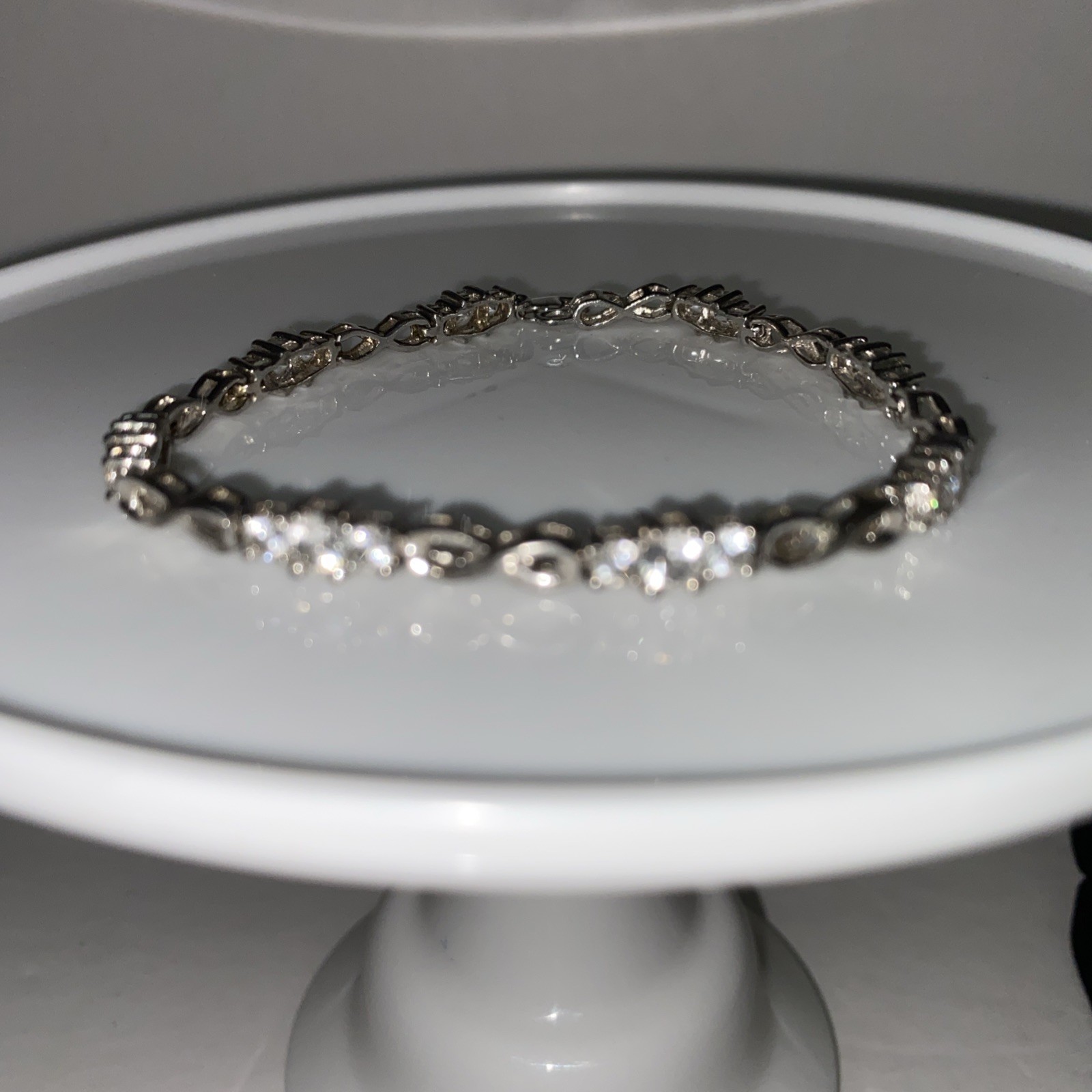 Kay Infinity Bracelet Lab-Created White Sapphires Sterling Silver 7 1/2in