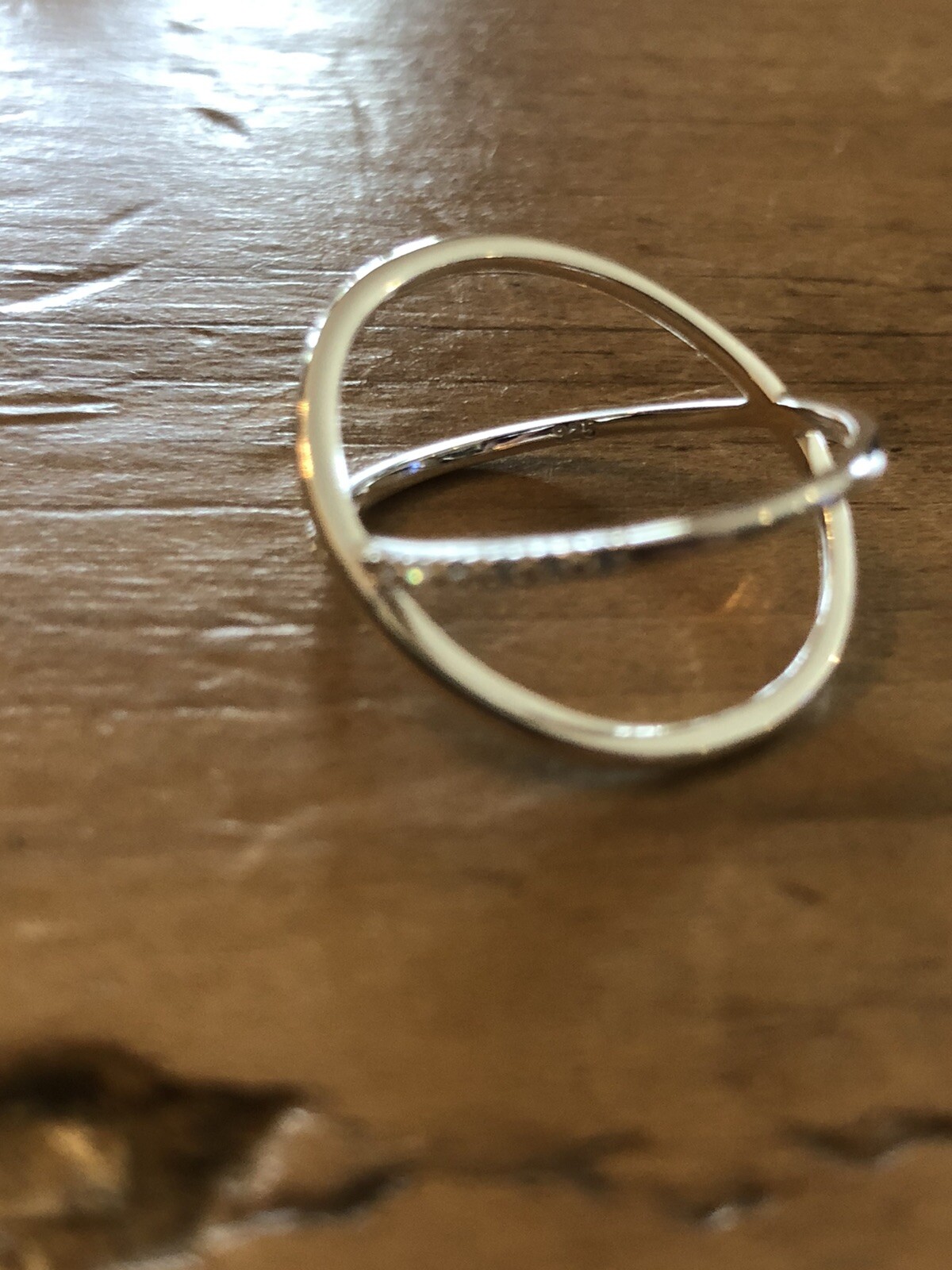 AVON 925 NVC CZ STERLING SILVER CRISS CROSS RING SIZE 7 NIB