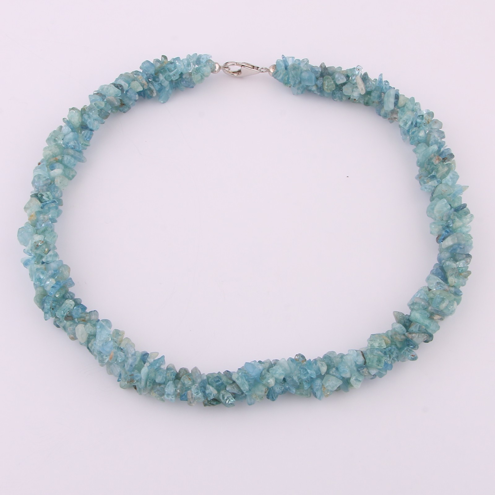 Natural Milky Aquamarine Uncut Chip Necklace 45cm 925 Sterling Silver Rhodium