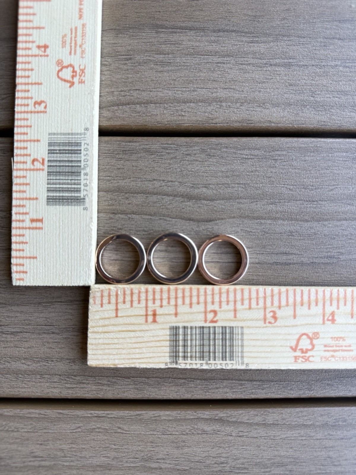 Rose Gold Rings set 3 rings 2 with diamonds pattern 1 plain