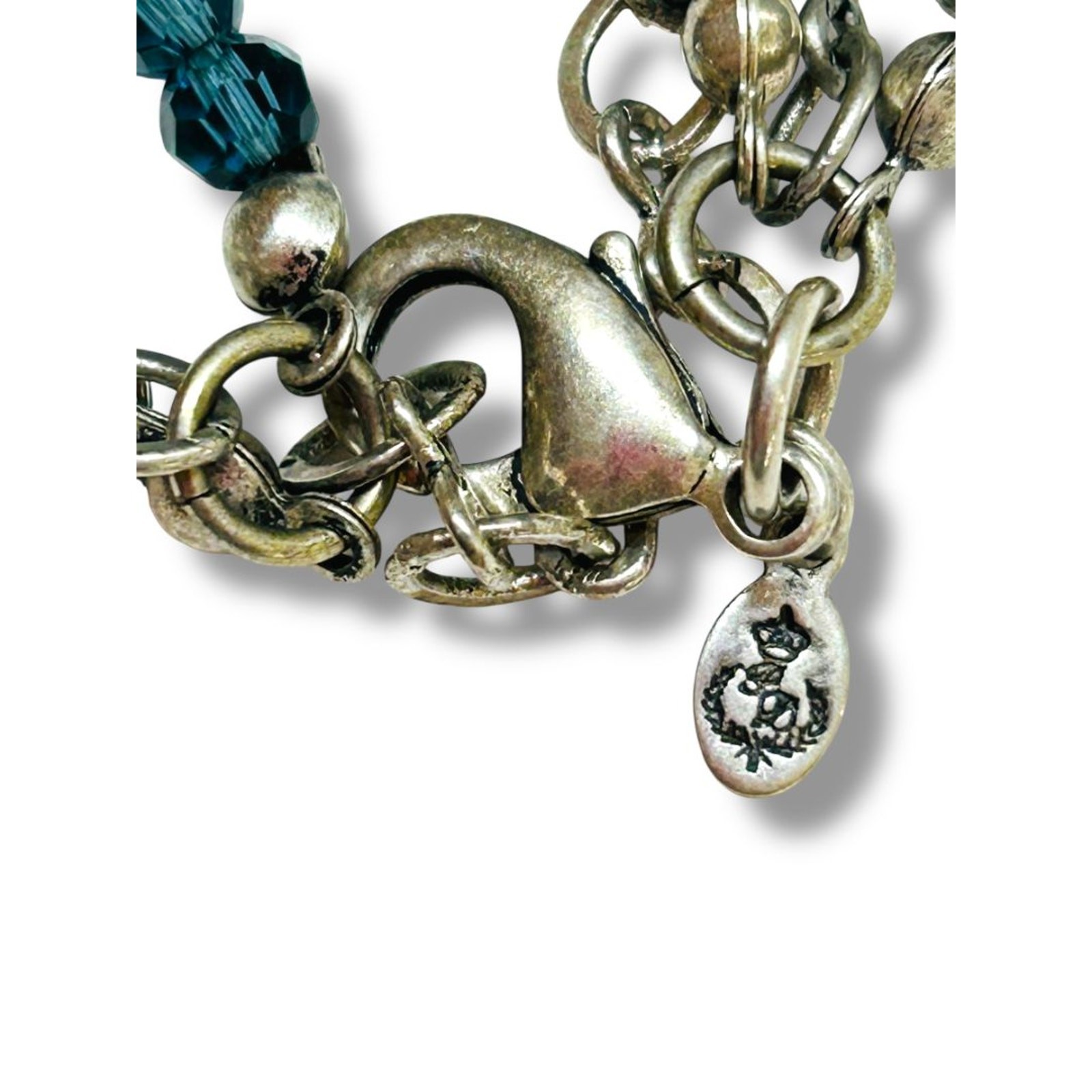 Premier Designs Multistrand Necklace Blue Silvertone Beaded 15.5-19″