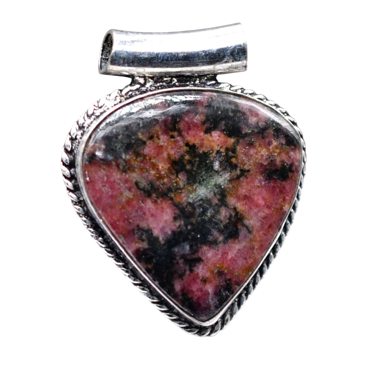 Rhodonite Natural Gemstone Silver Plated Ethnic Pendant Jewelry 1.5″ P 5431