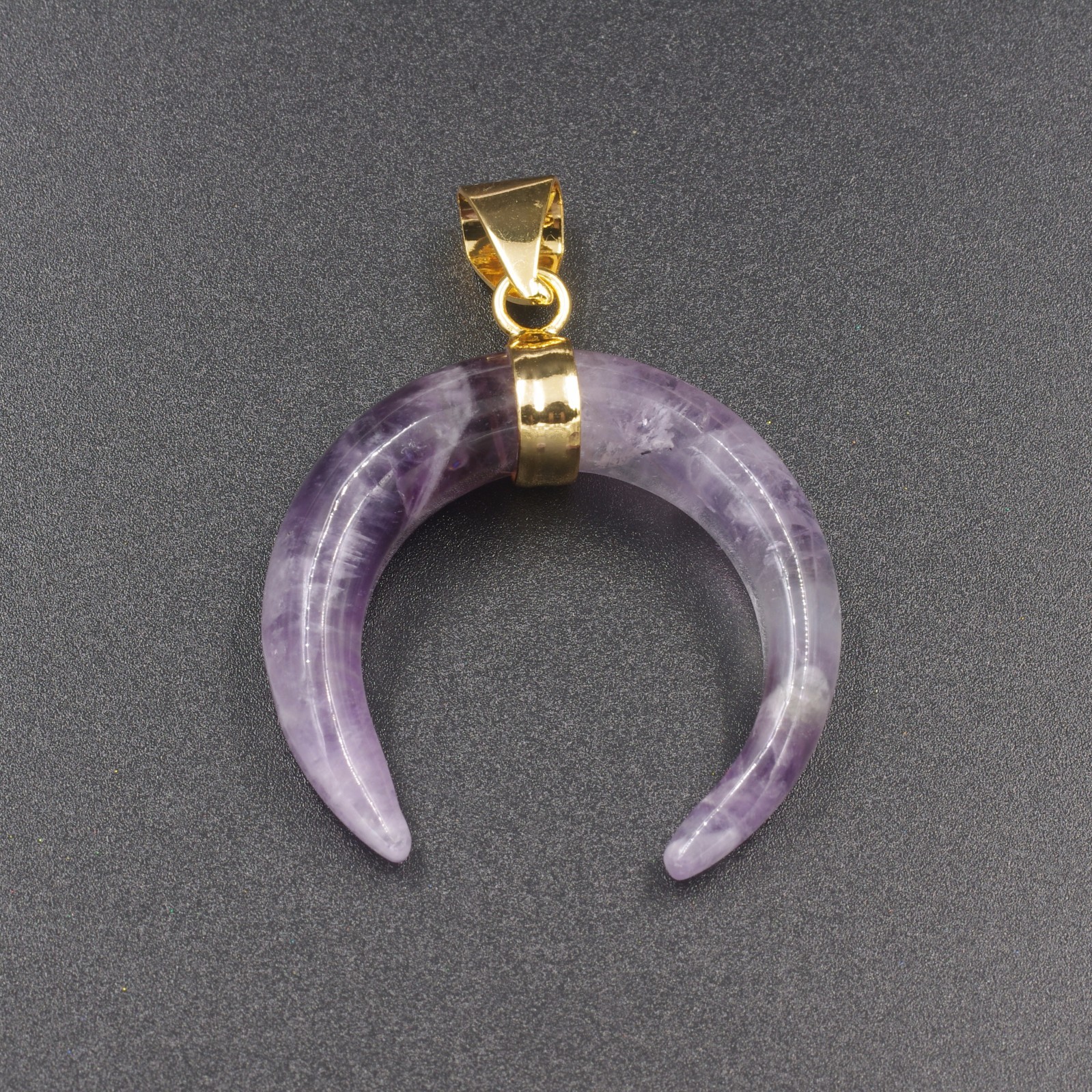 Natural Gemstones Ox Longhorn Bull Horn Reiki Chakra Healing Pendant Beads Gold