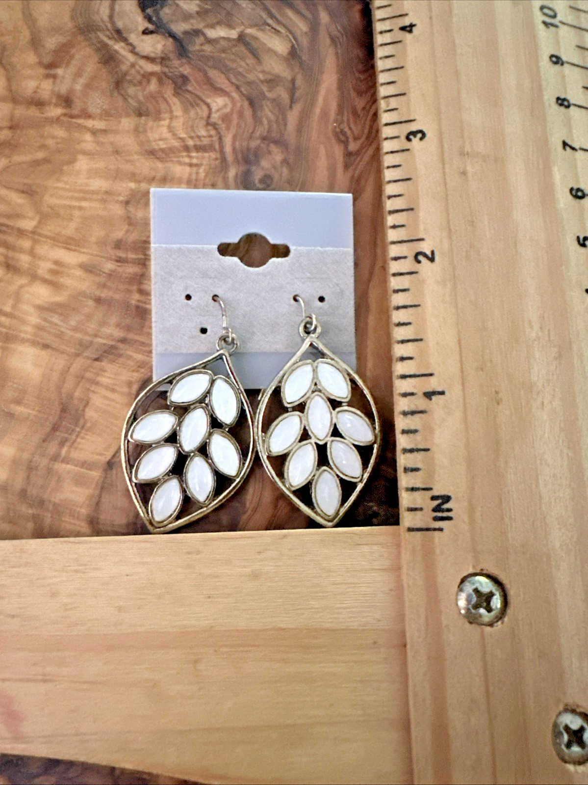 Boho Fashion Earring Lot • 11 Pairs • Brown White Gold Silver Tone • Dangle Stud