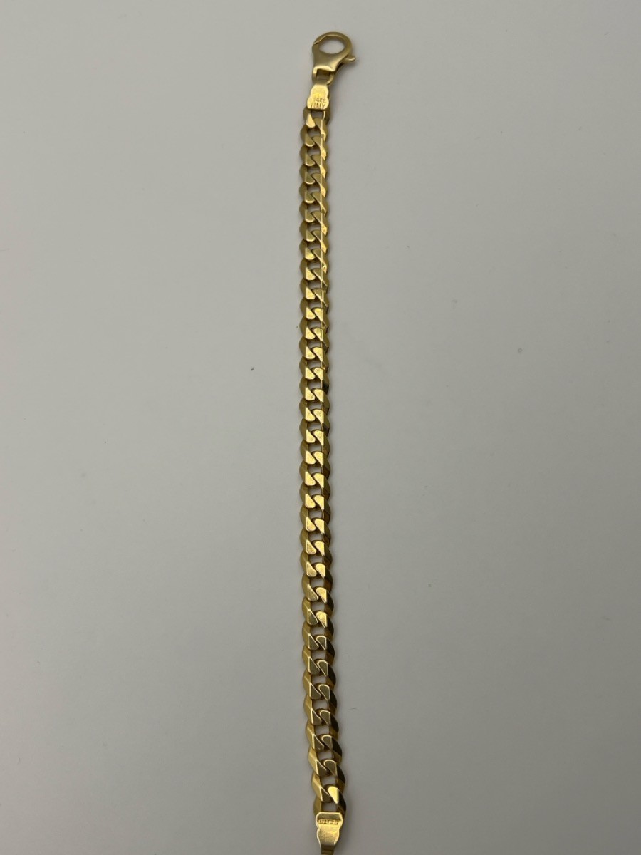 14K Curb Link Bracelet 8″ Yellow Gold 22G Width 7.6mm (TDW042195)
