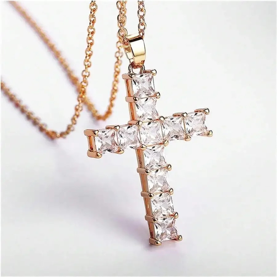 Fashion Necklaces Female Pendants Gold Multi Color Crystal Jesus Pendant Women