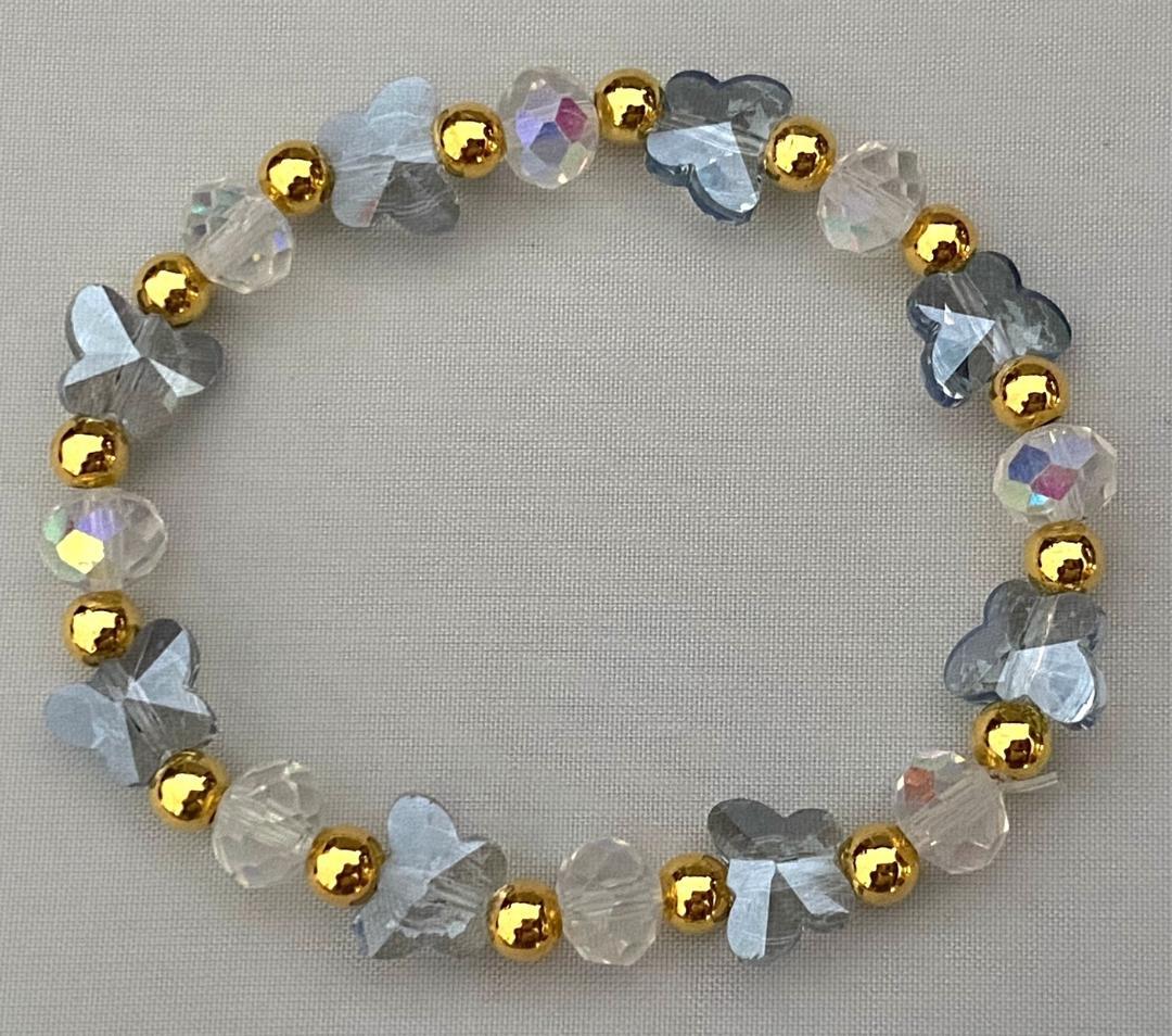 STRETCH BRACELET FACETED ACRYLIC BEADS & BUTTERFLIES SELECT COLOR FREE SHIPPING