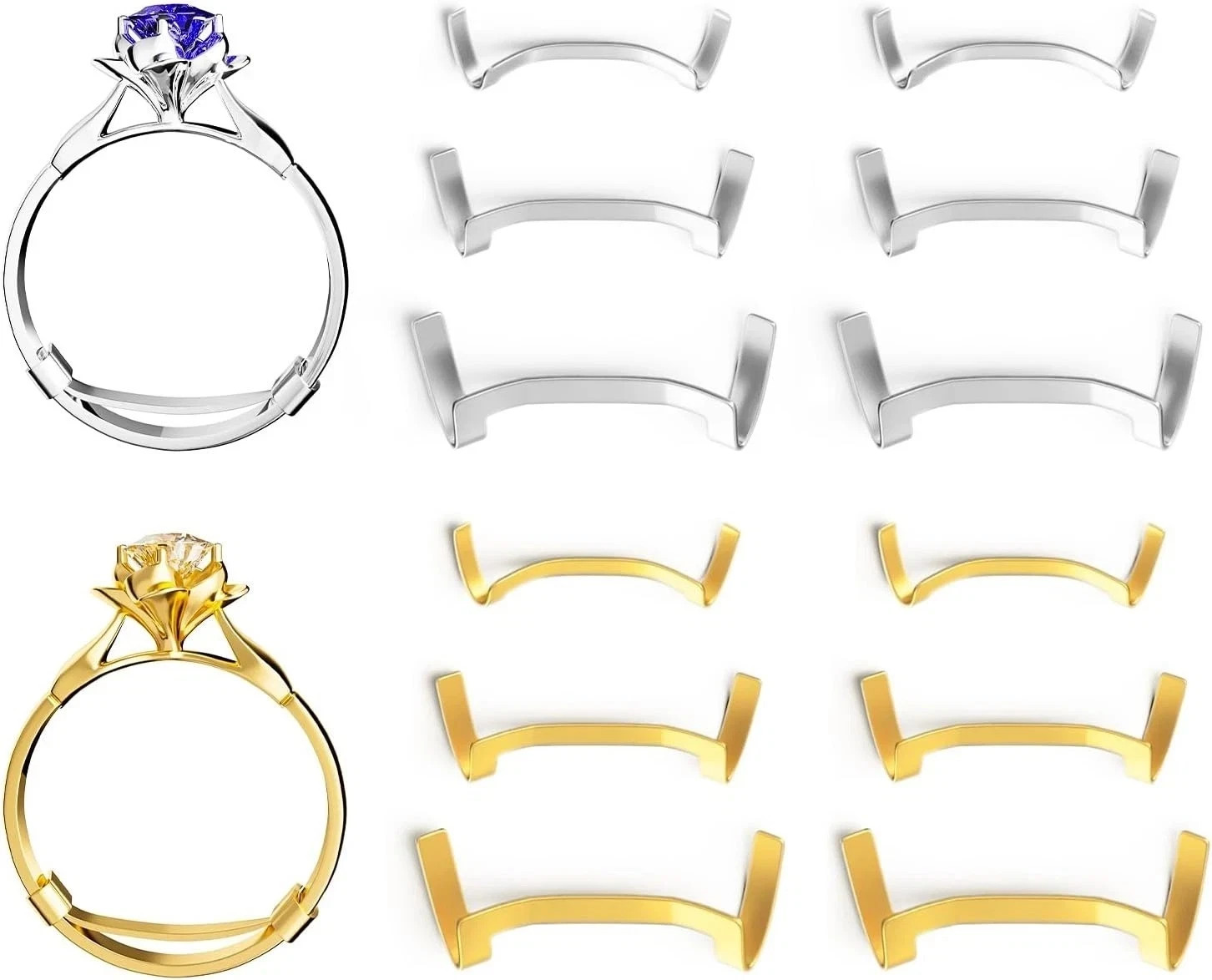 Filled Metal Ring Guard Set for Loose Rings,12 Pack 3 Sizes for Different Band W