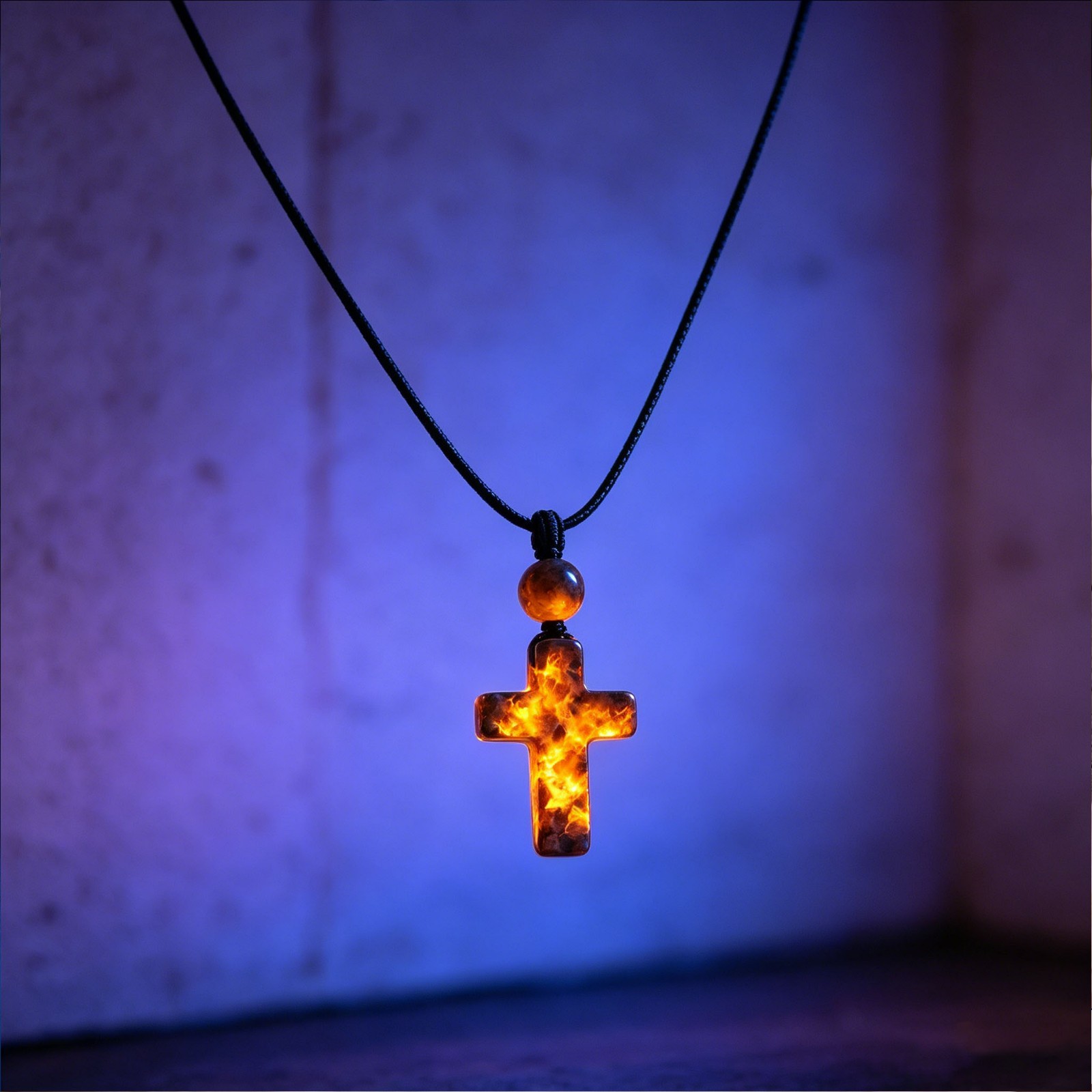 Natural Yooperlite Cross Pendant Necklace UV Glow Stone & Faith Symbol Gifts