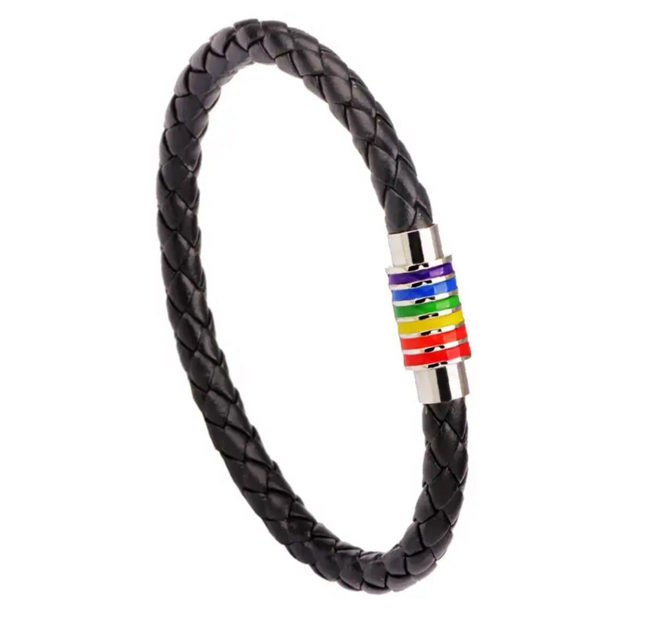 Rainbow Charms PU Leather Unisex Magnetic Bracelet Jewelry LGBTQA+ Gay Pride