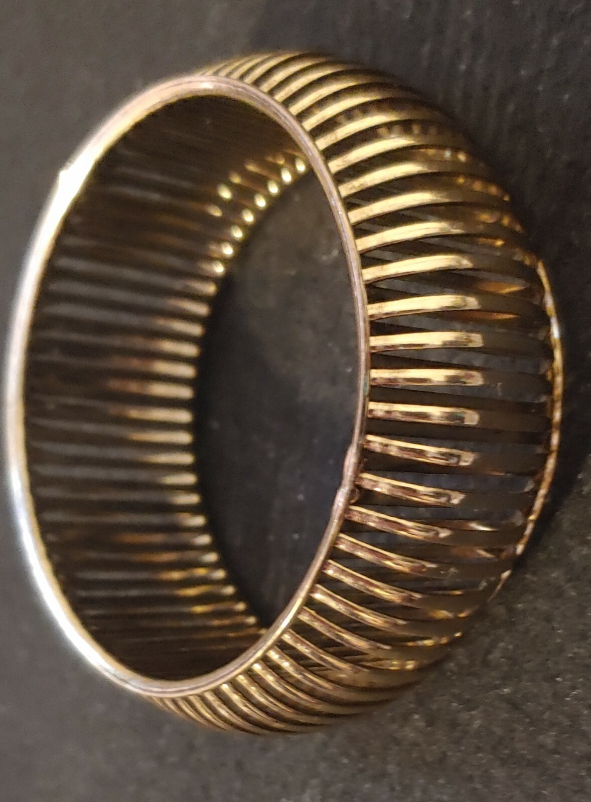 Bangle Bracelet ( Brass ) Ribbed as Shown – 1 1/8in Wide ( Inside Dia 2 1/2in )