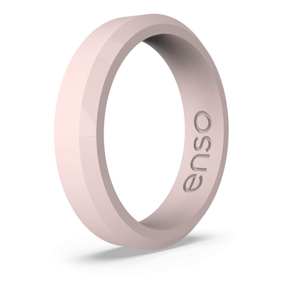 Bevel Thin Silicone Wedding Ring – Hypoallergenic Unisex Stackable Wedding Ba…