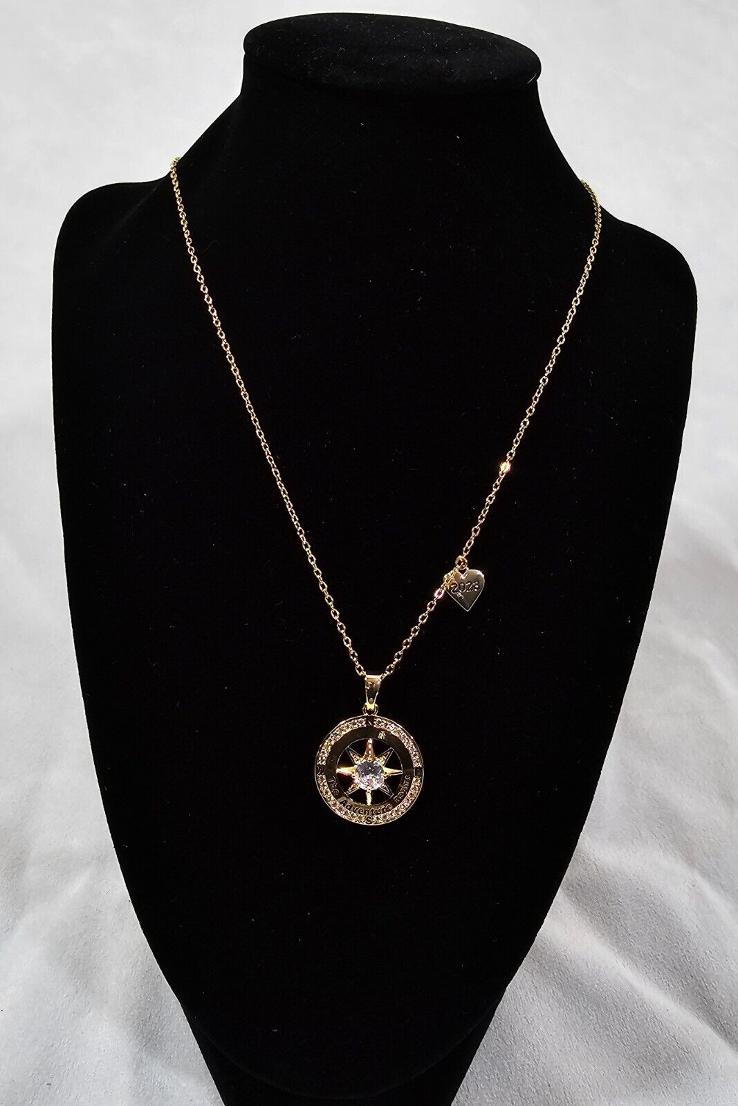 Gold-Plated 925 Sterling Silver Compass 2023 Graduation Necklace 17.7 in + 2