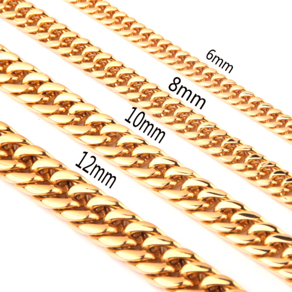8mm-19mm 7-11″ Stainless Steel Silver Gold Black Cuban Women Mens Chain Bracelet