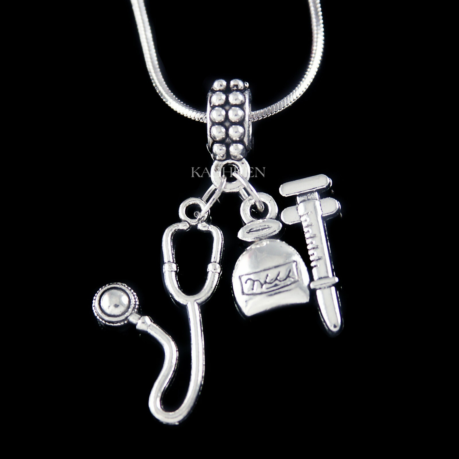 ~Nurse RN LPN MA NP Needle Syringe Necklace Nursing Stethoscope Graduation Gift