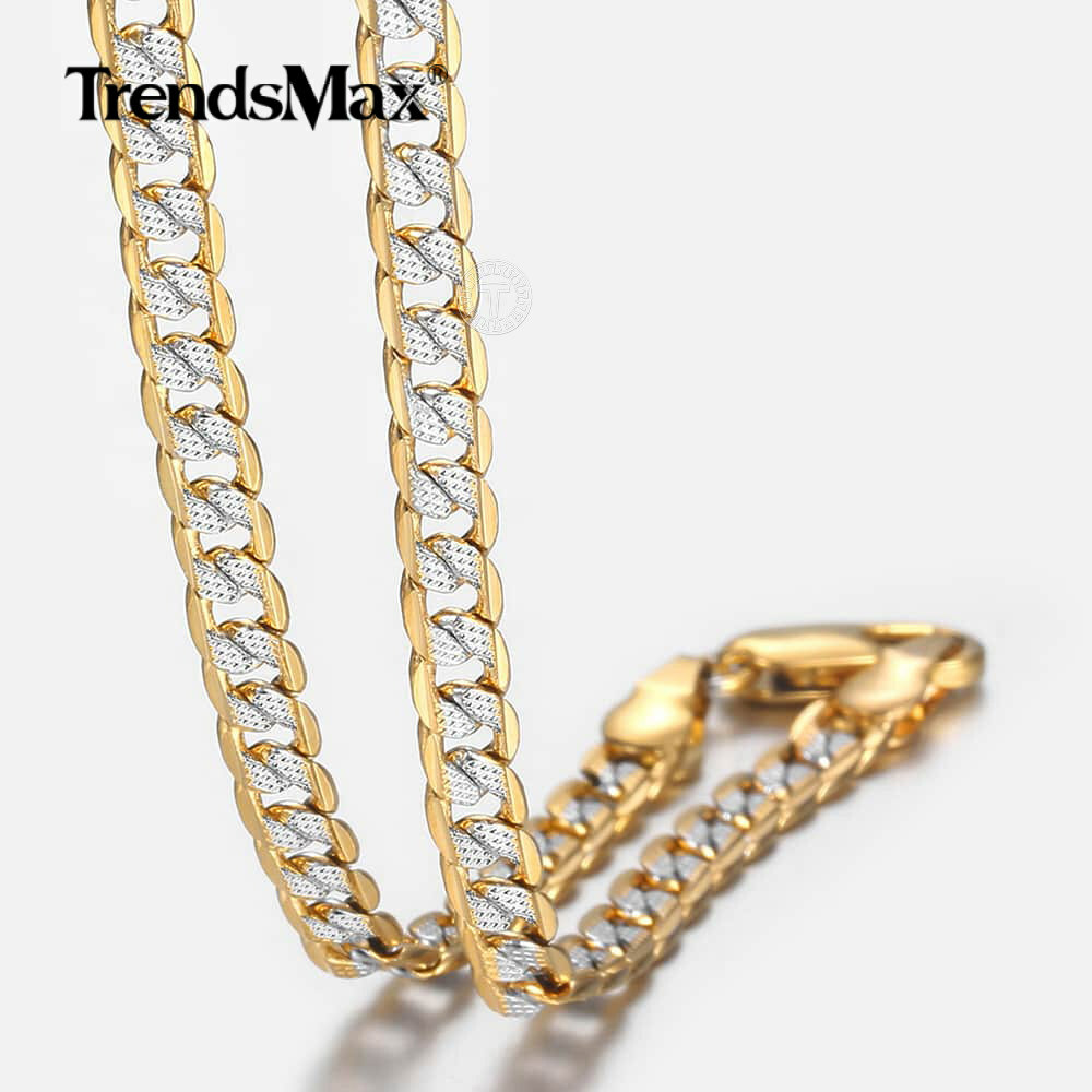 4mm 24″ Gold Filled Diamond-Cut Curb Cuban Gold Chain Necklace Men Women
