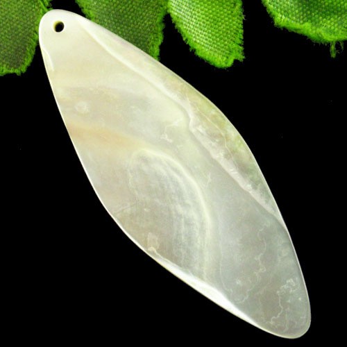 2Pcs Carved Natural Gray Shell Flower Olivary Pendant Bead 54x20x2mm S0048051