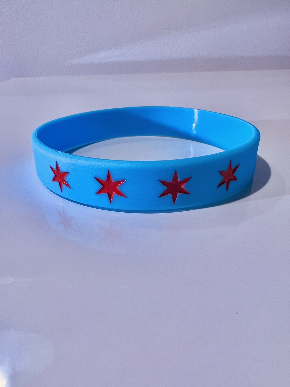 Chicago Flag Stars Wristband Bracelet Silicone Rubber