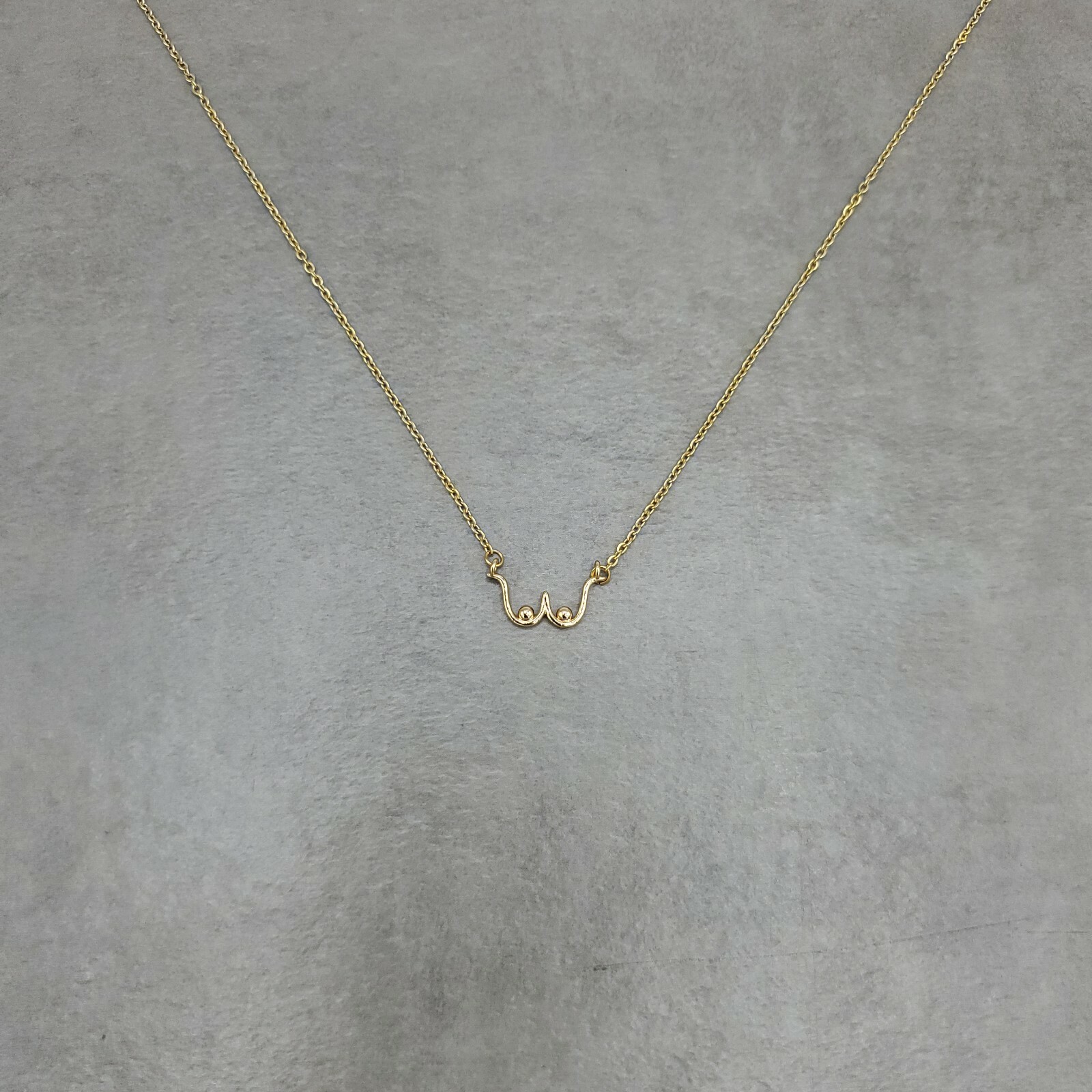 Breast Cancer Awareness GOLD Plated Necklace Boob Mammary Female Body Beautiful