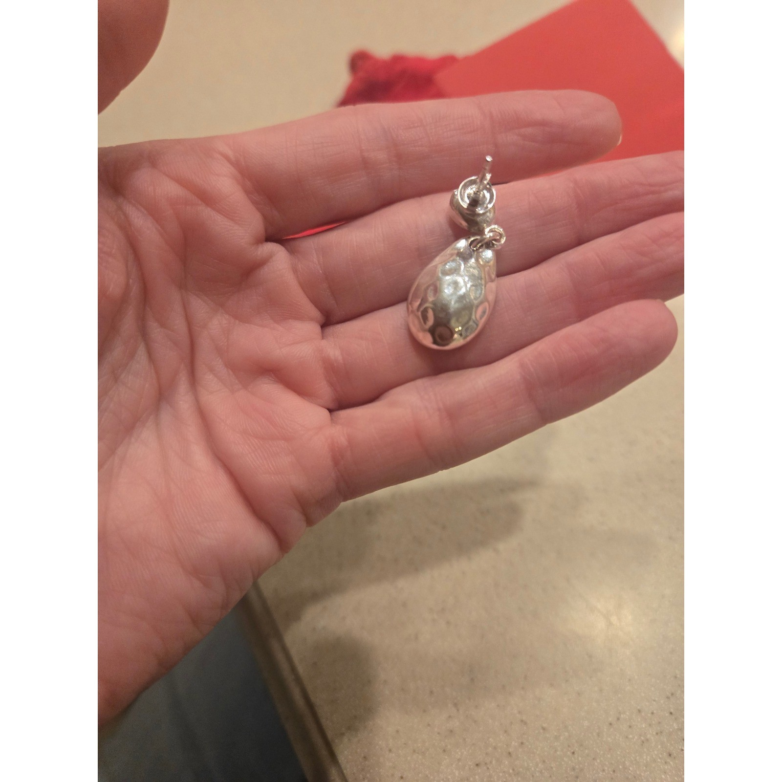 UNOde50 Silver Plated Grey Swarovski Crystal Teardrop Dangle Earrings with Pouch
