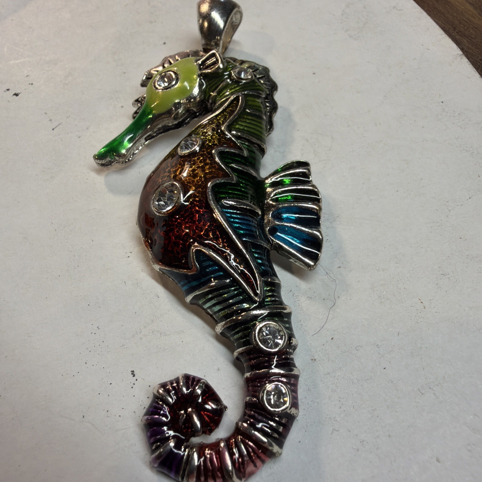 Sea Horse Necklace Enamel Crystal Pendant Seahorse Beach Jewelry 0248