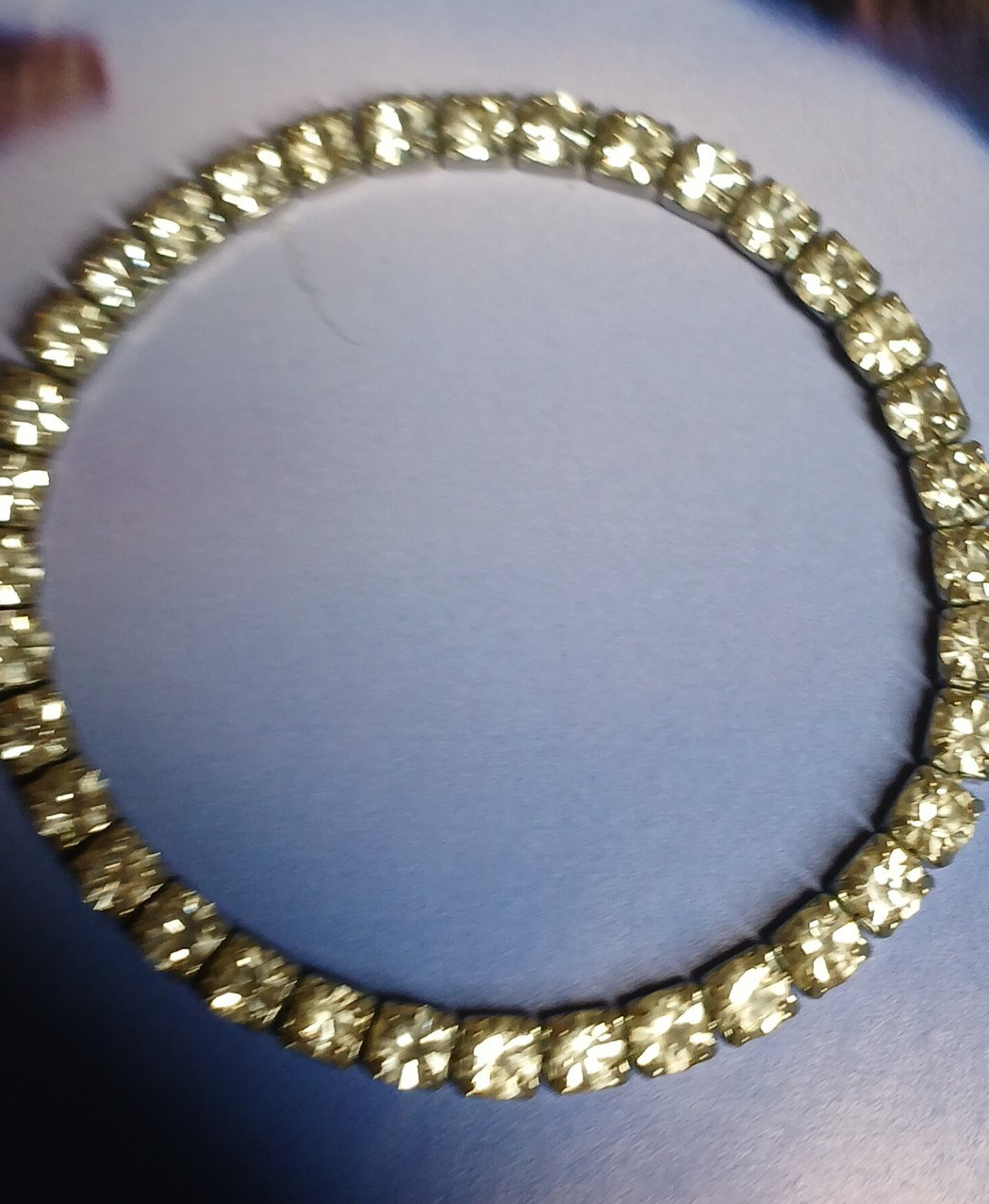 Silver Tone Round Clear Rhinetone Stretch Bracelet