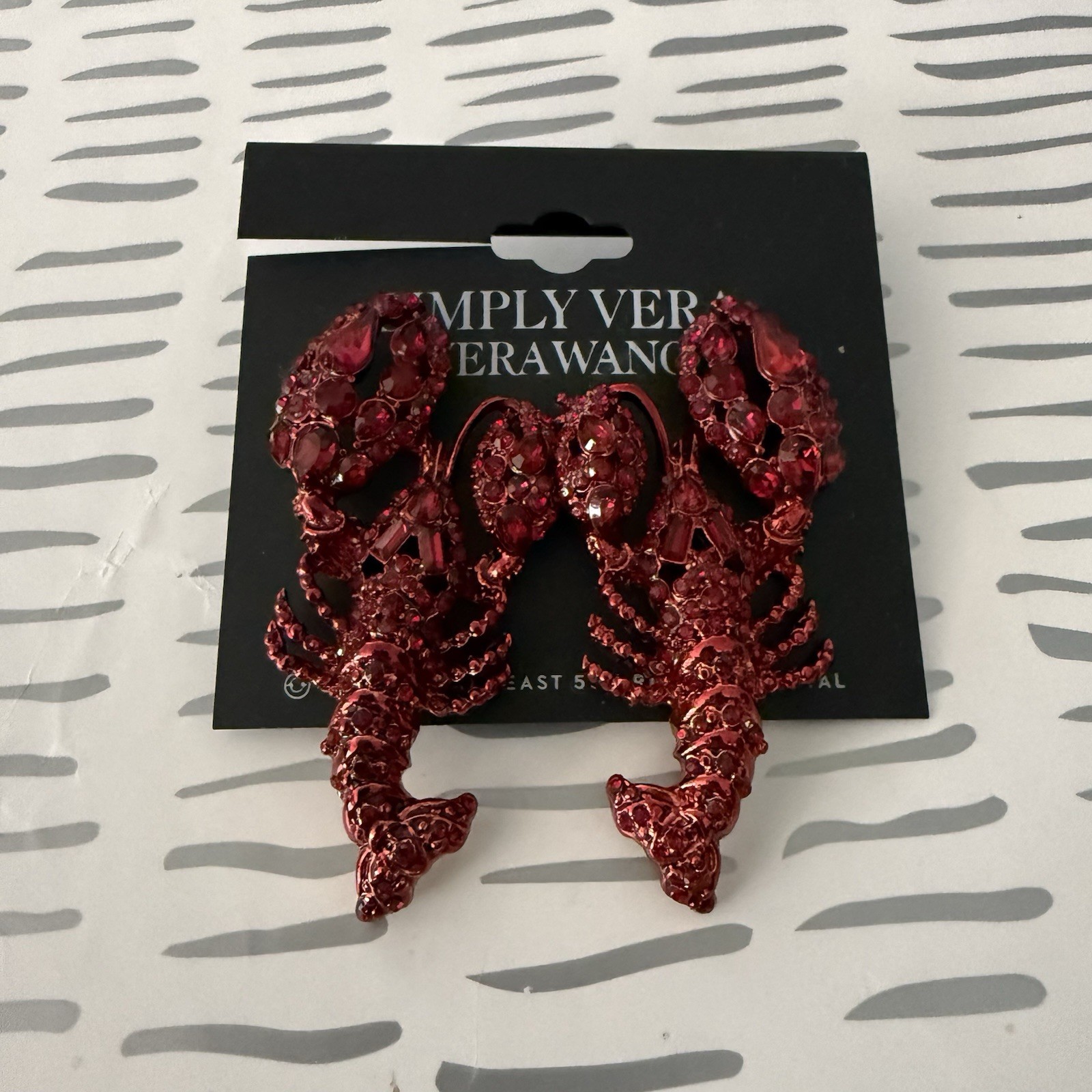 Simply Vera Vera Wang Red Rhinestone Lobster Earrings Maine Summer Ocean Beach