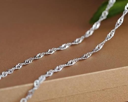 3mm 316L Stainless Steel Gentle Women Necklace Distorted Water Wave Chain 18-32″