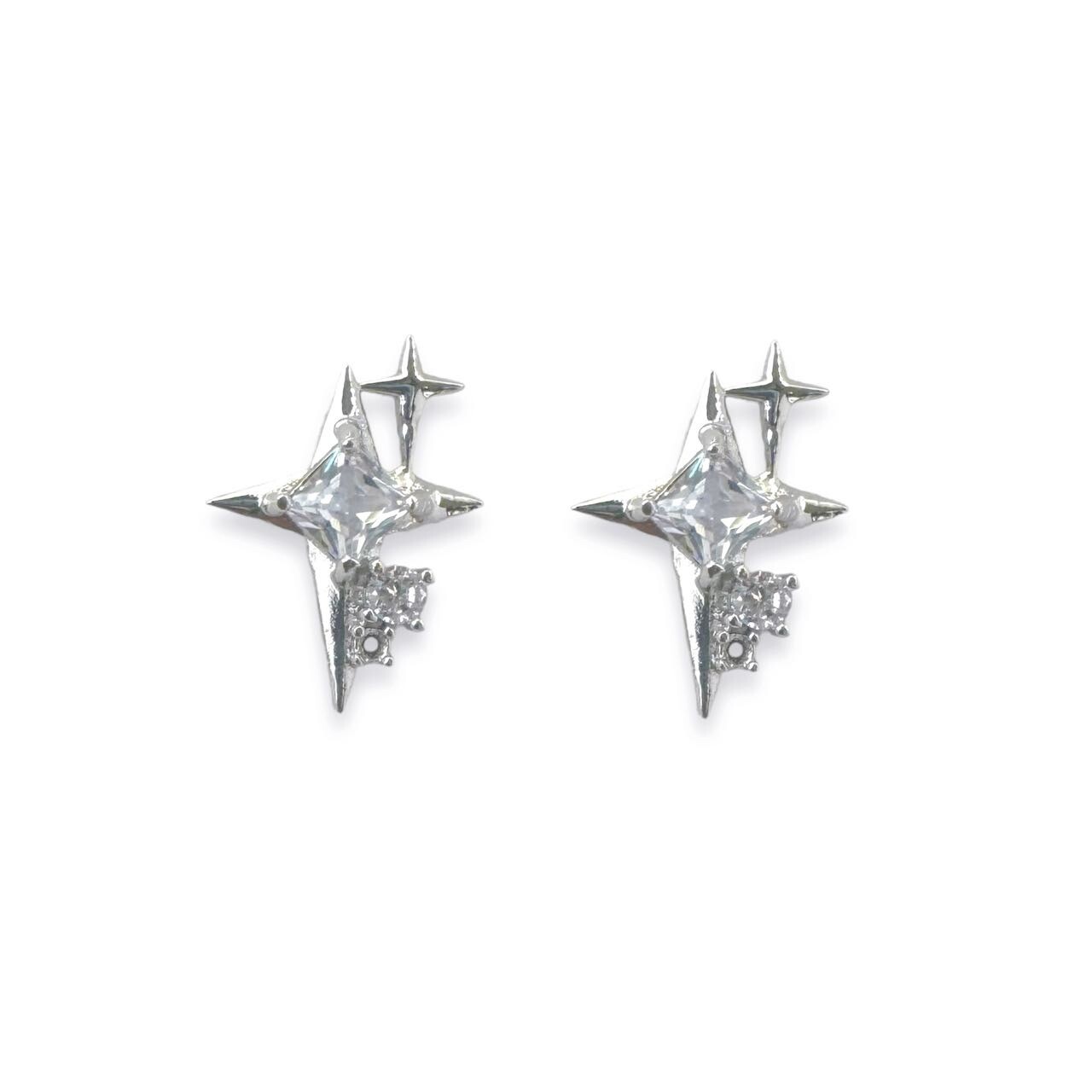 CZ Cubic Zirconia Star Stud Earrings for Men Women Hip Hop Unisex Style