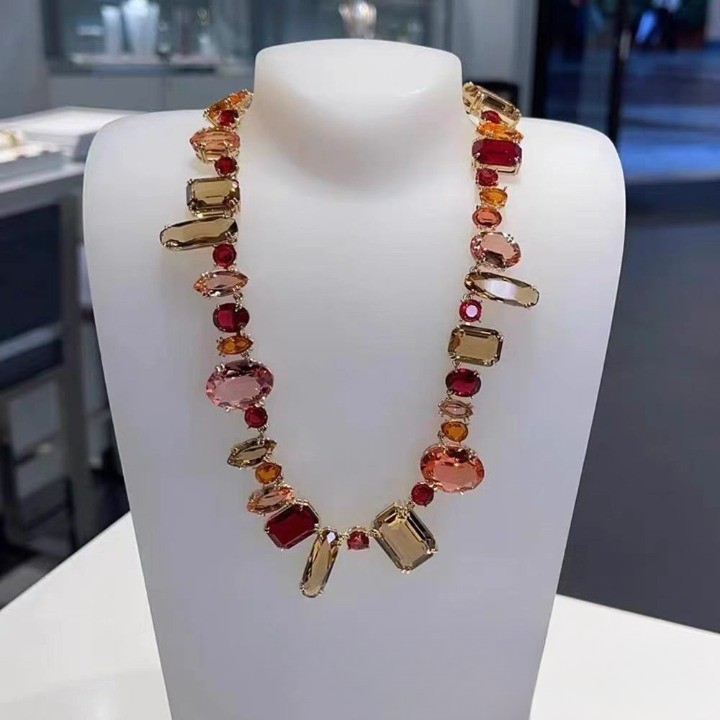 Swarovski Red Gema Mixed Cut Austrian Crystal Necklace