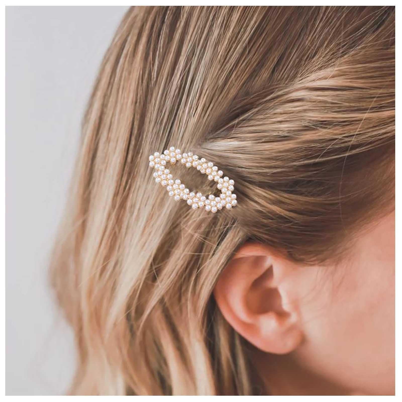 Aneneiceera Pearl Hair Clip Gold Barrette 1 Count (Pack of 1),