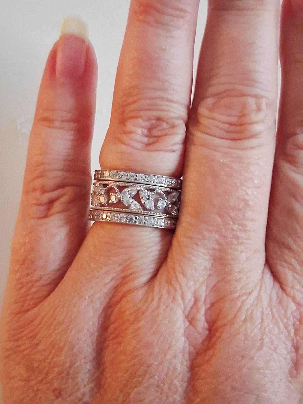 Designer 3 Ct Simulated Diamond 3-piece Eternity Band Ring Set Size 7 Sterling