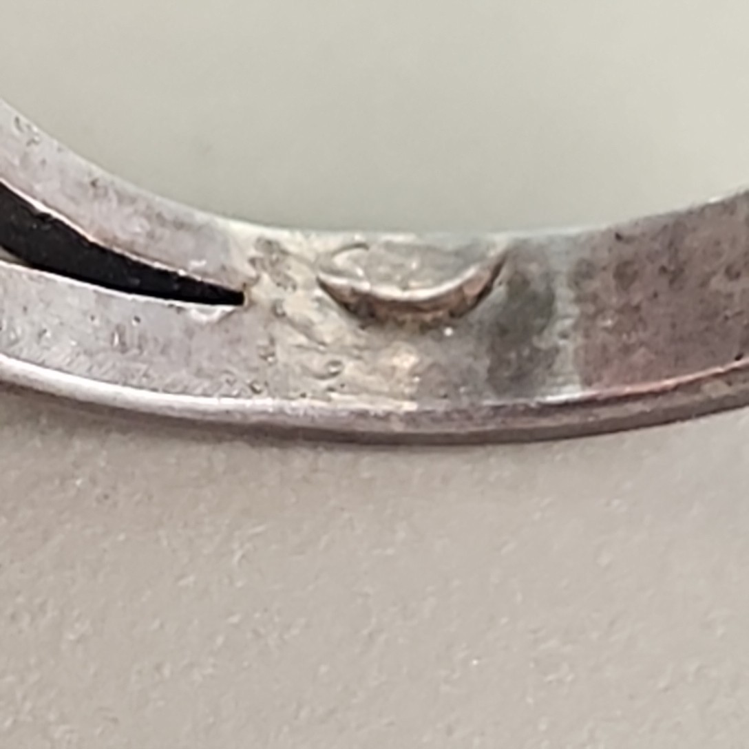 Stone Ring Sterling Silver Handmade Signed Crescent Moon Small 5