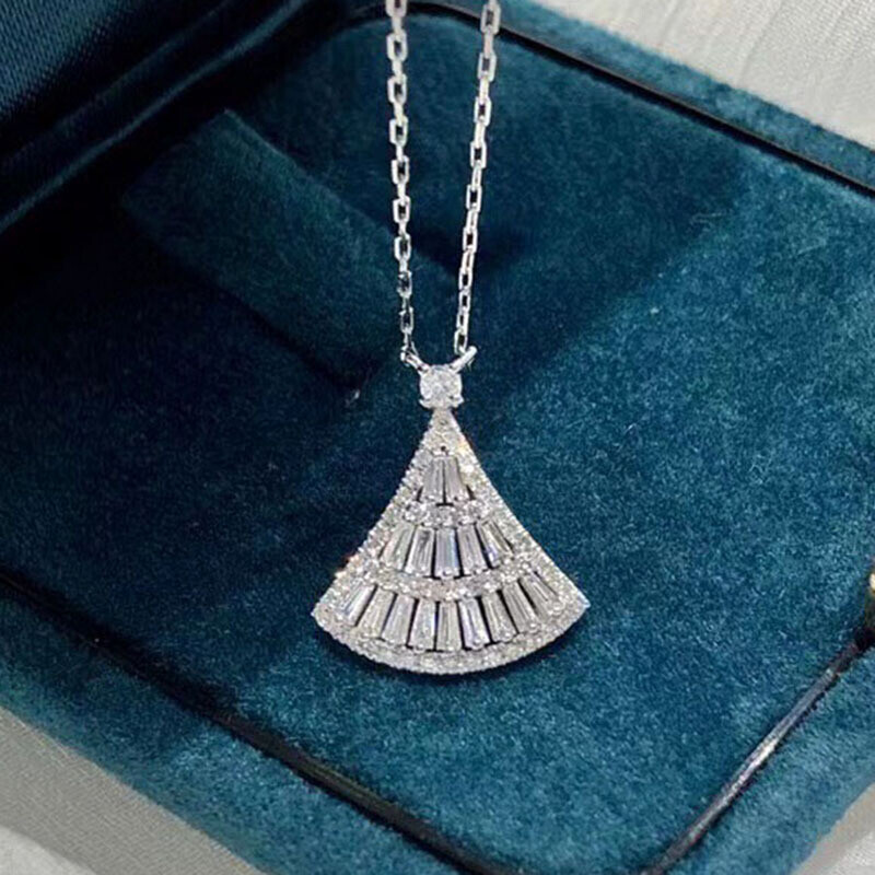 Fashion Women 925 Silver Filled Wedding Necklace Pendant Cubic Zirconia Jewelry