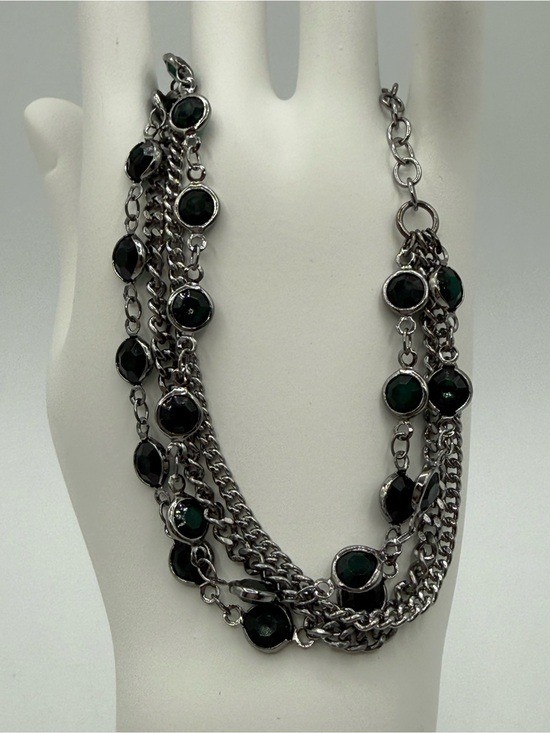 Simply Vera Vera Wang Multi Strand Chain Bracelet Black Green Crystal Goth