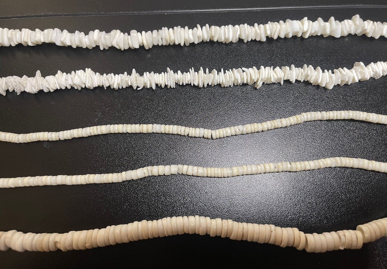 Vintage Lot of 5 Puka Shell & Glass Puka Style Necklaces Hawaiian Surfer Beach