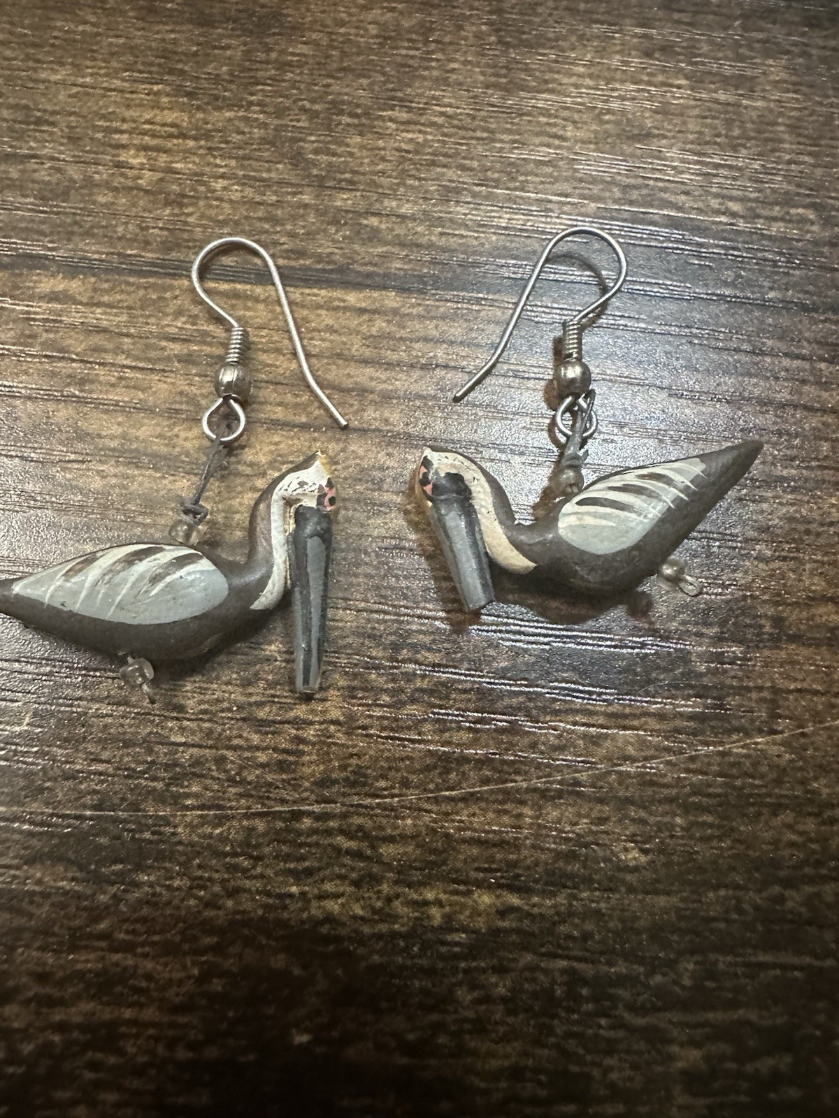 Polymer Clay Pelican Bird Dangle Drop Earrings Hand Crafted **READ DESCRIPTION